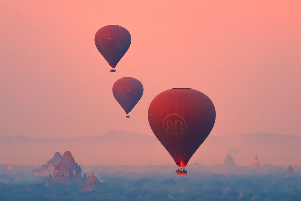 Hot Air Balloon Sunrise by TIANQI — canvas wall art