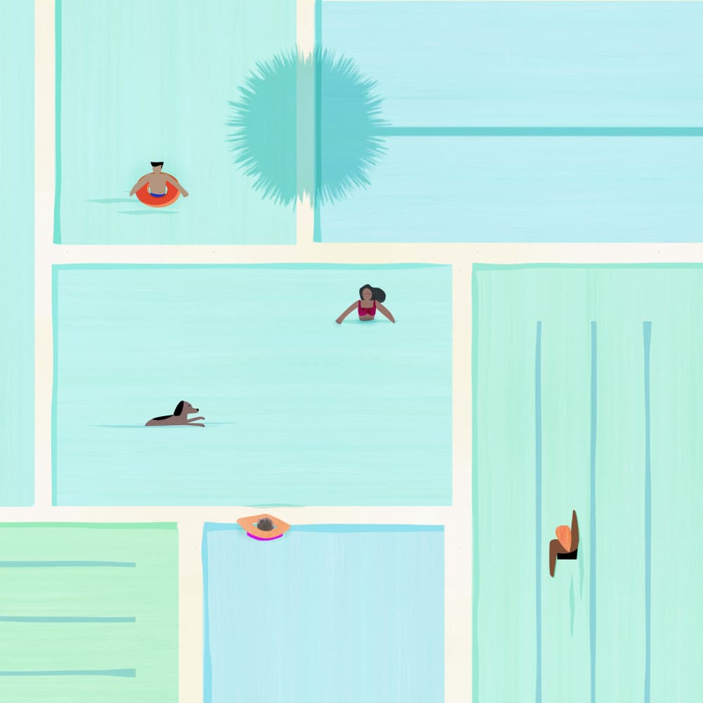 Saturday At the Pool by Kristian Gallagher — canvas wall art