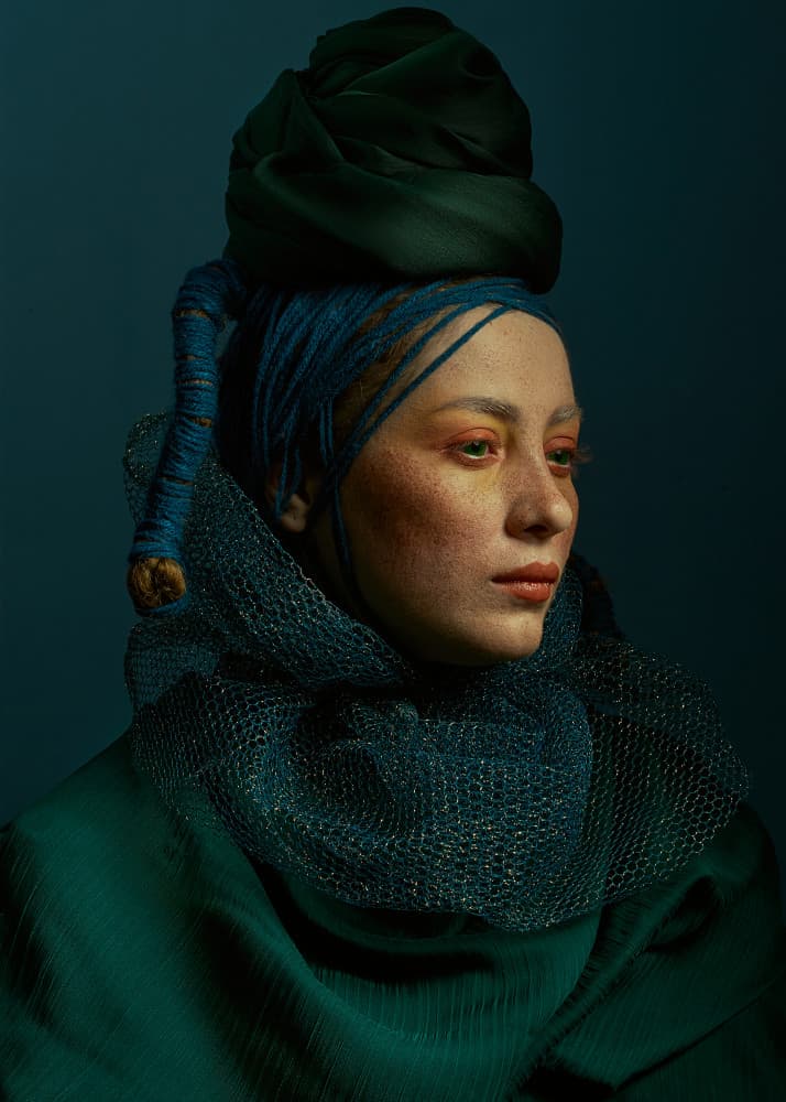 Elegant Teal Portrait by Shizuo Shiki — canvas wall art