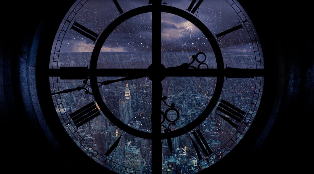 Dramatic City Clock View by Jackson Carvalho — canvas wall art