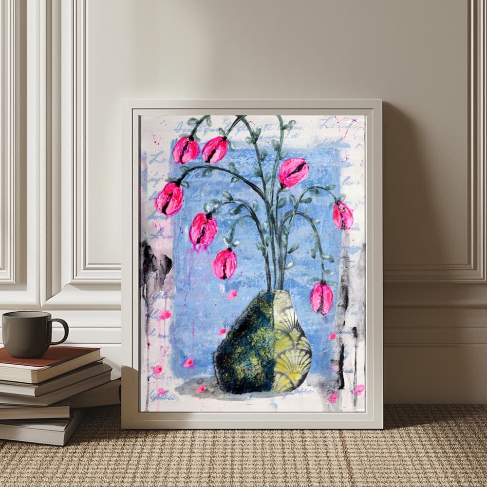 Painterly Pink Blooms by POOVI ART — canvas wall art