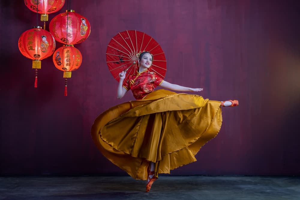 Chinese Dancer Red Lanterns by Lisdiyanto Suhardjo — canvas wall art