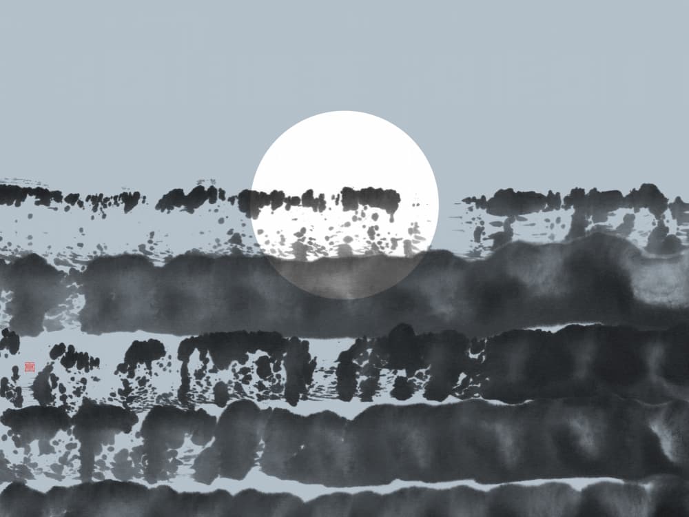 Misty Moon Landscape by Thoth Adan — canvas wall art