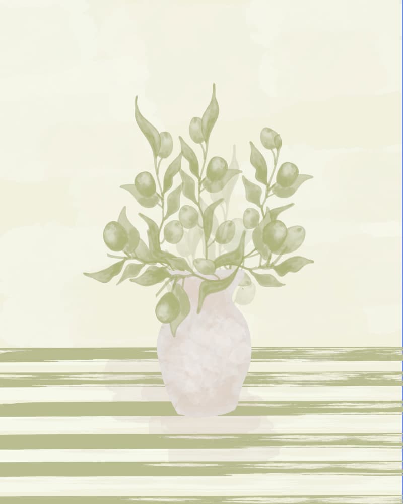 Muted Olive Branches by Sannel Larson — canvas wall art