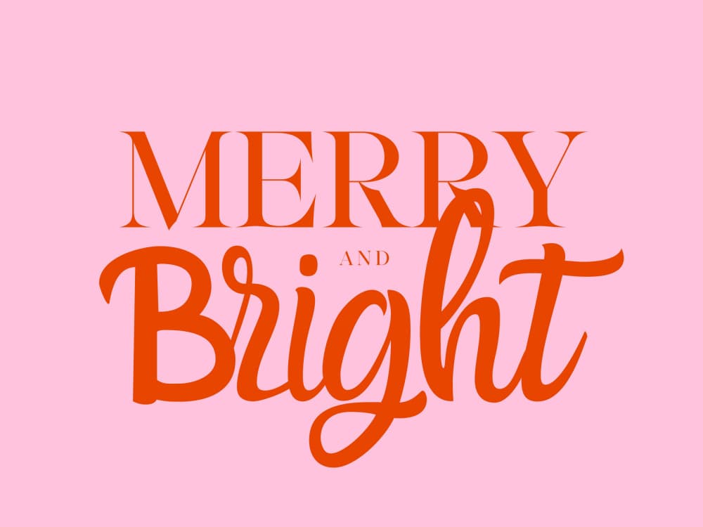 Merry Bright Holiday Text by Ohkimiko — canvas wall art