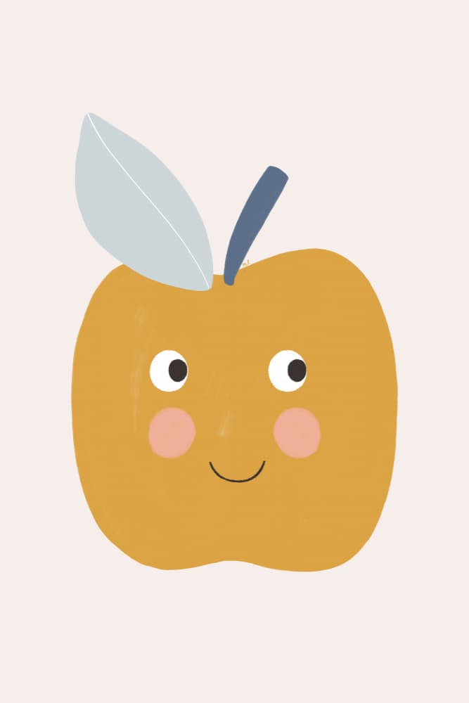 Cute Smiling Apple by Menina Lisboa — canvas wall art