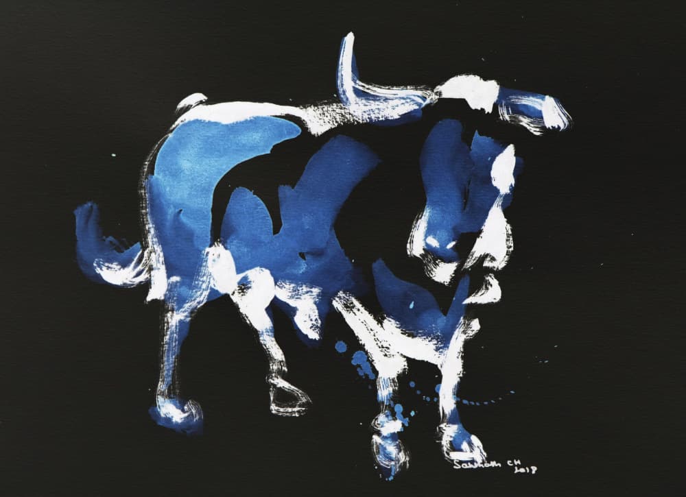 Abstract Blue Bull by Santhosh ch — canvas wall art