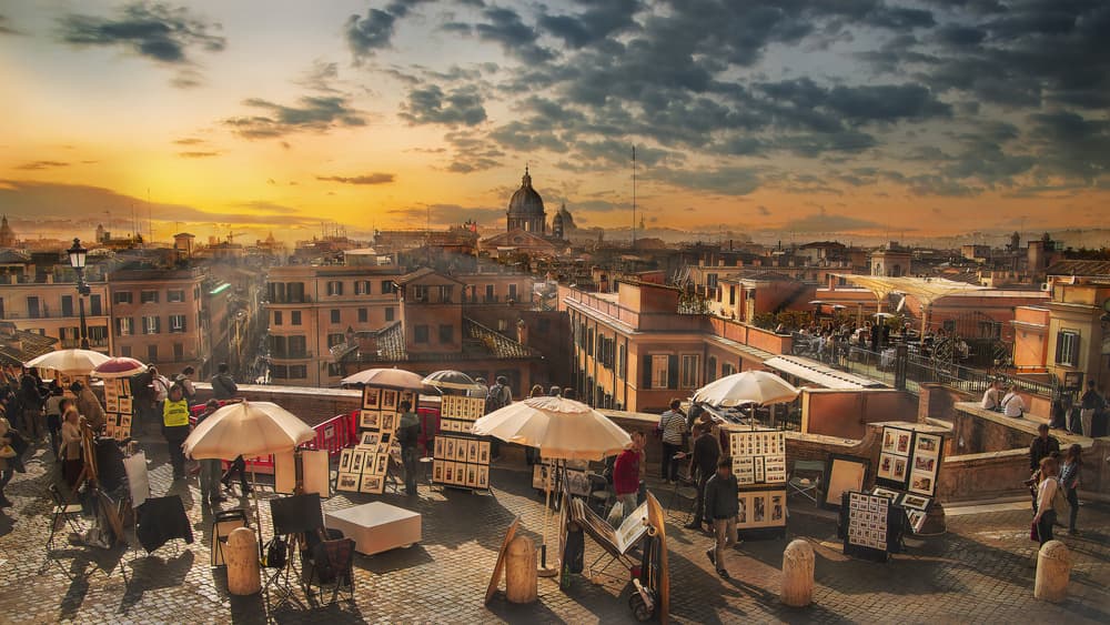 Rome Sunset Market View by Nicodemo Quaglia — canvas wall art