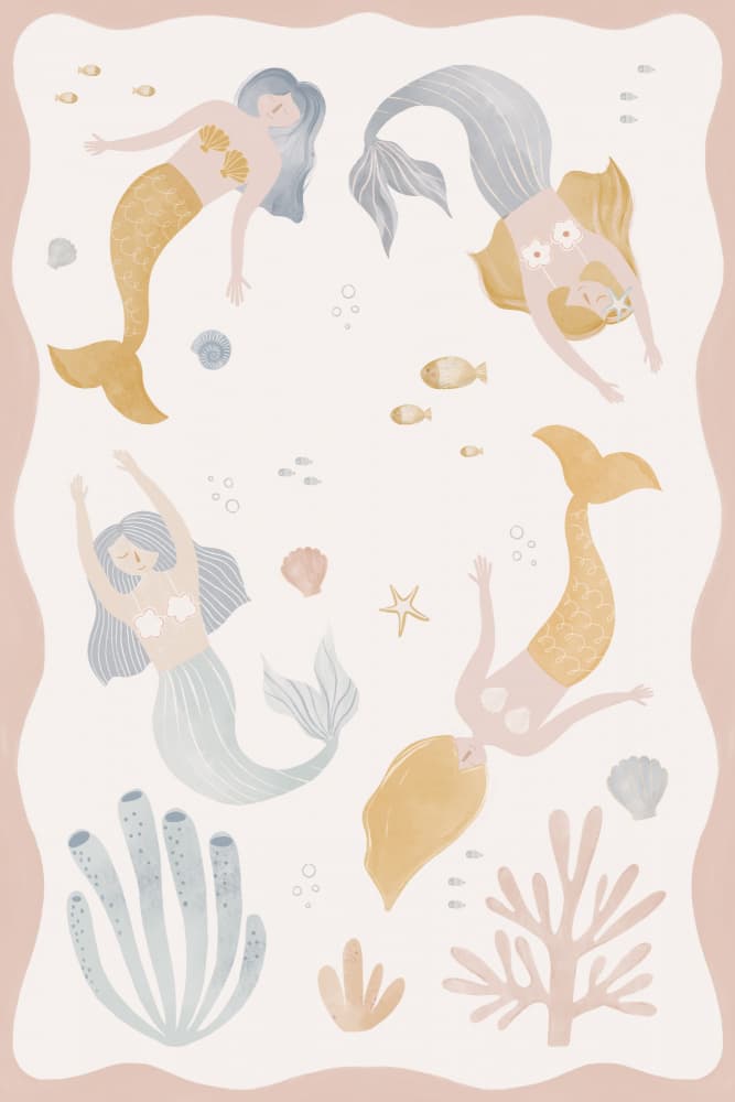 Whimsical Mermaids Ocean by Menina Lisboa — canvas wall art