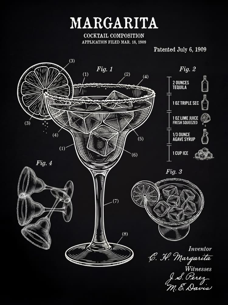 Margarita Cocktail Patent by Andreas Magnusson — canvas wall art