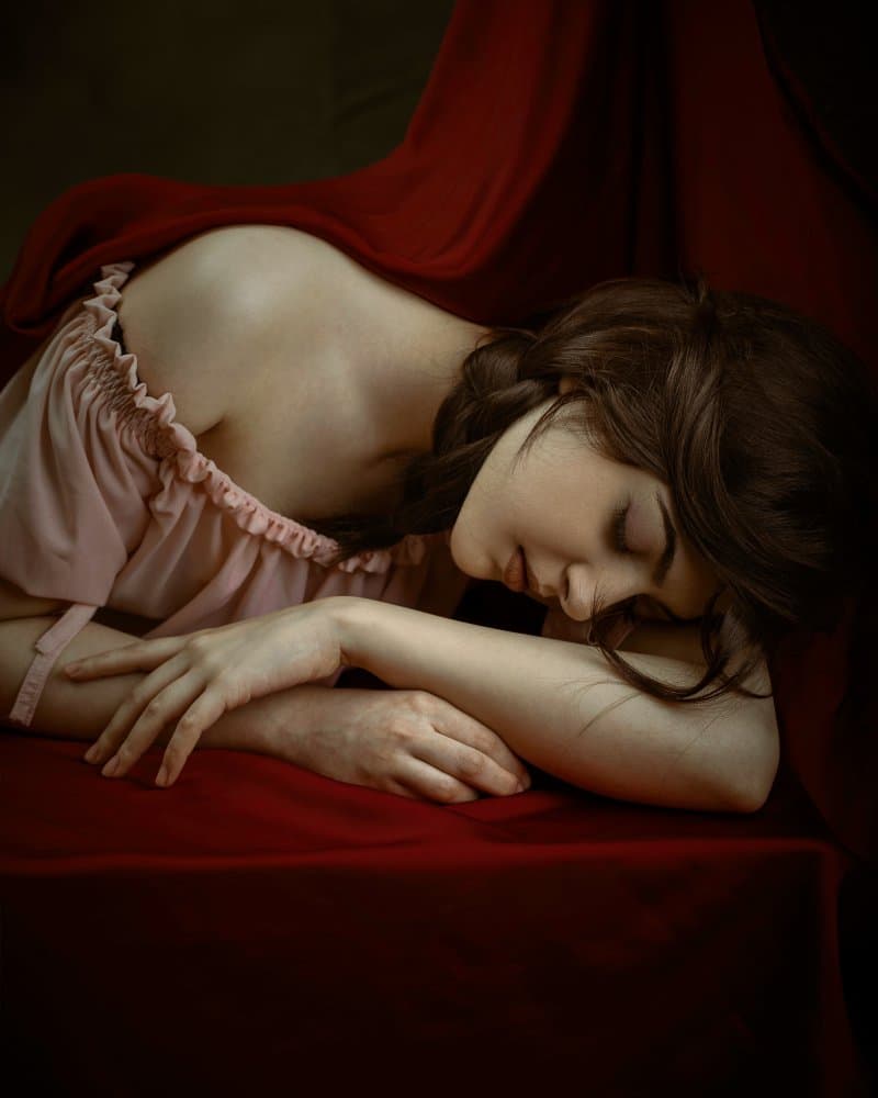 Peaceful Woman Sleeping by Khaksar — canvas wall art