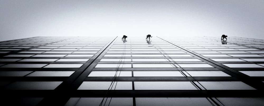 Skyscraper Window Cleaners by Roberto Parola — canvas wall art
