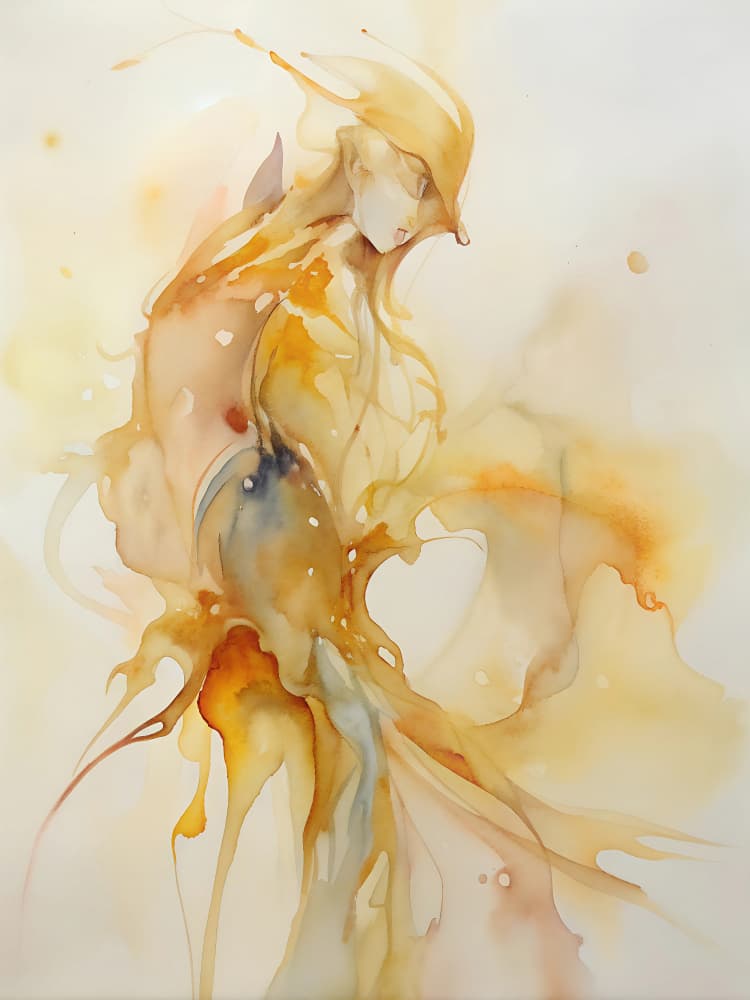 Fluid Golden Woman by Miguel Bruzual — canvas wall art