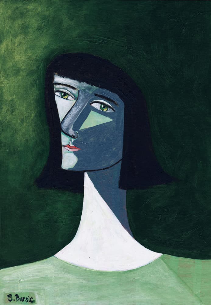 Modern Green Portrait by Sharyn Bursic — canvas wall art