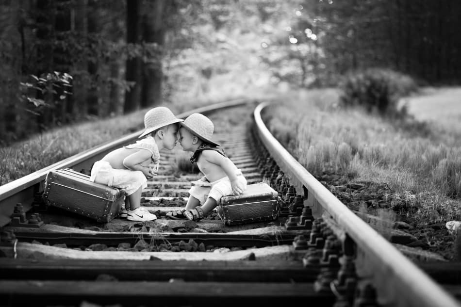 Sweet Railway Kiss by Tatyana Tomsickova — canvas wall art