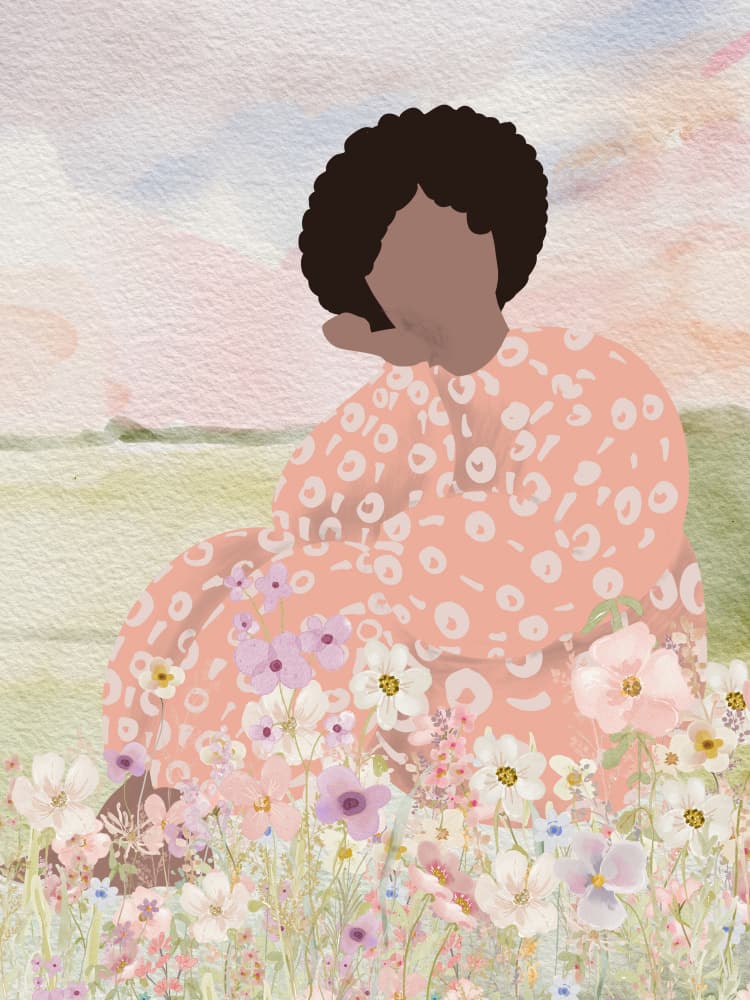 Woman in Wildflowers by Mathieu jeuf — canvas wall art