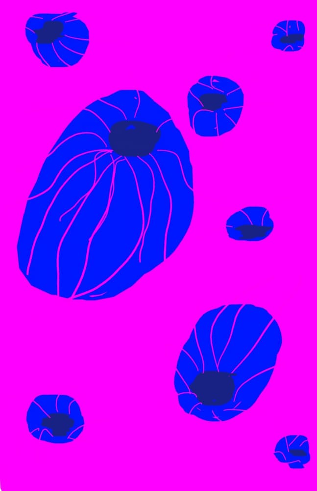 Abstract Blue Blooms by Olea Huuska — canvas wall art