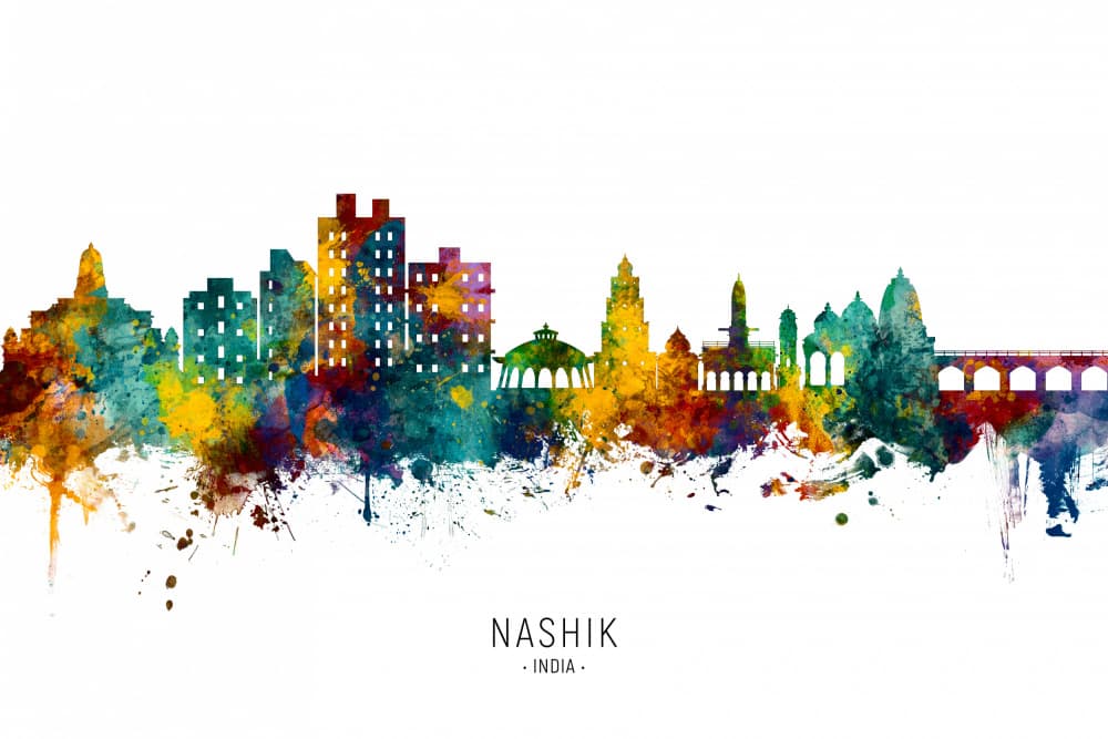 Nashik India Watercolor by Michael Tompsett — canvas wall art