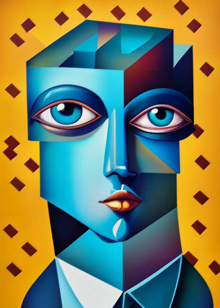 Blue Geometric Portrait by Andreas Magnusson — canvas wall art