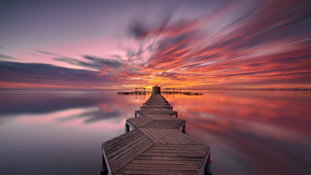 Vibrant Sunset Pier by Jose Antonio Triviño Sanchez — canvas wall art