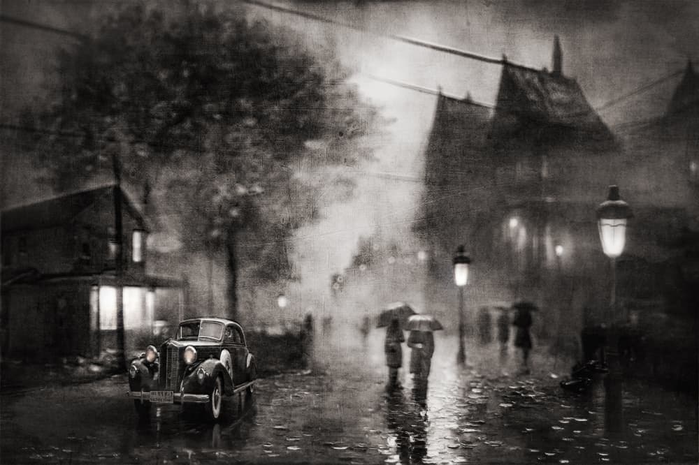 Rainy City Night by Amer Jassim — canvas wall art