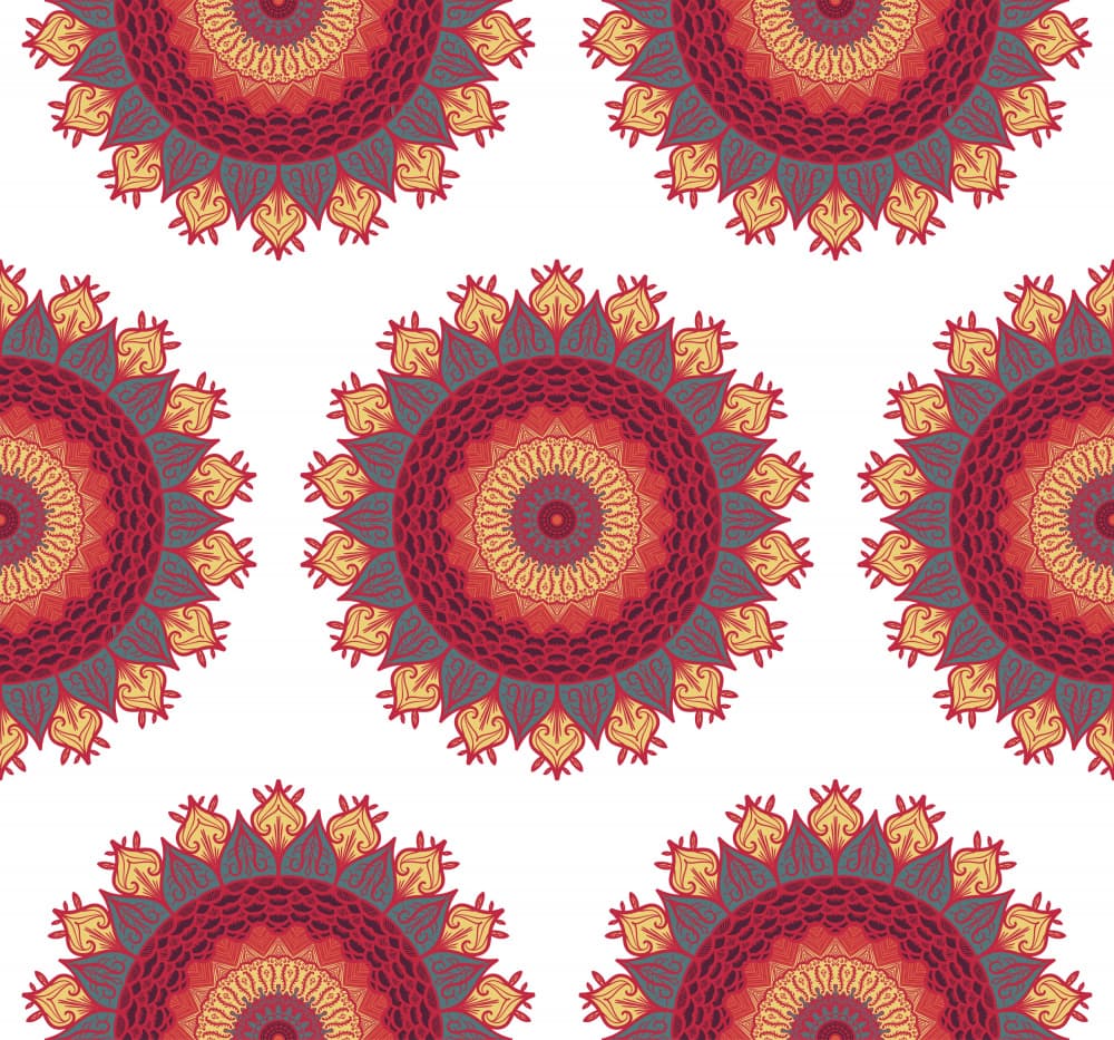 Red Gold Mandala Pattern by Marika Barsrsind — canvas wall art