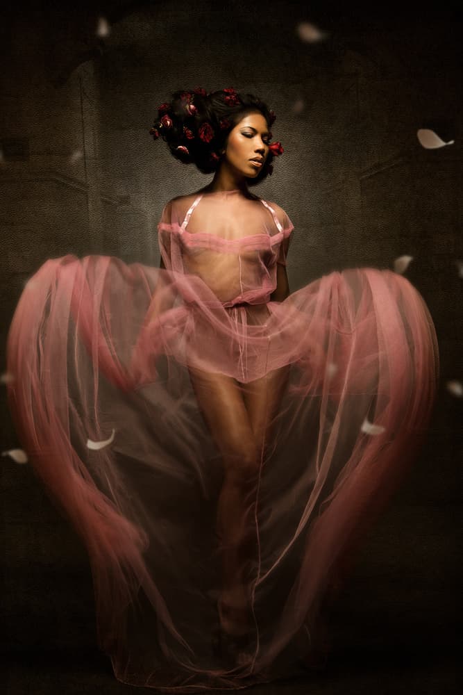 Ethereal Woman Pink Roses by Siegart — canvas wall art