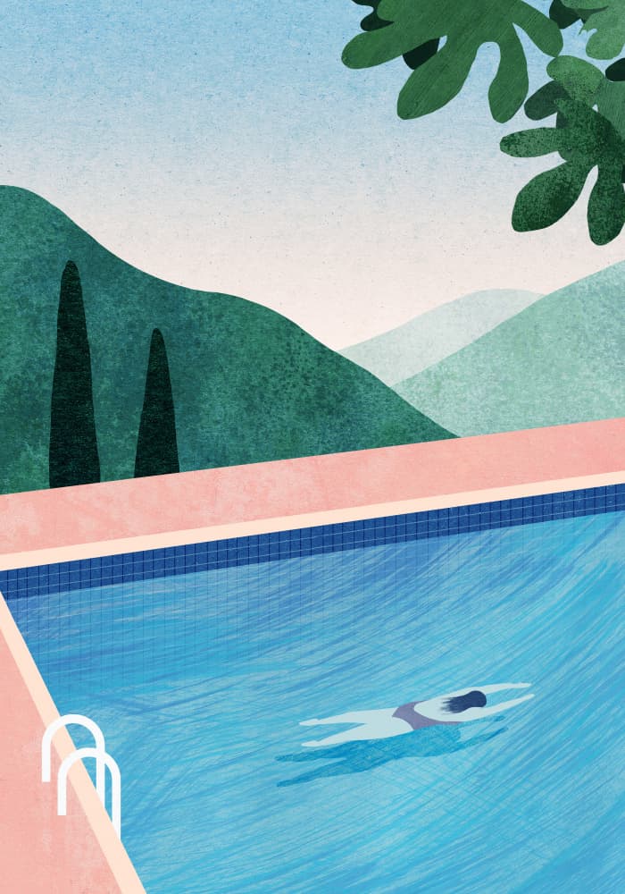 Serene Mountain Swim by longwayhome — canvas wall art