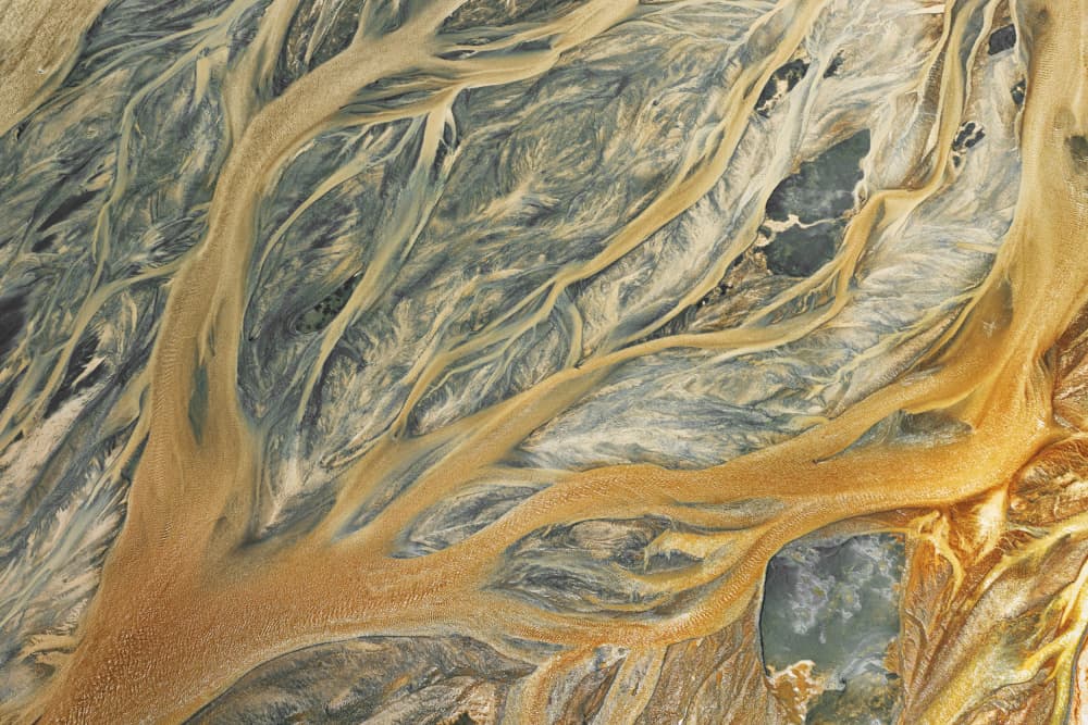 Golden Braided Rivers by UU — canvas wall art