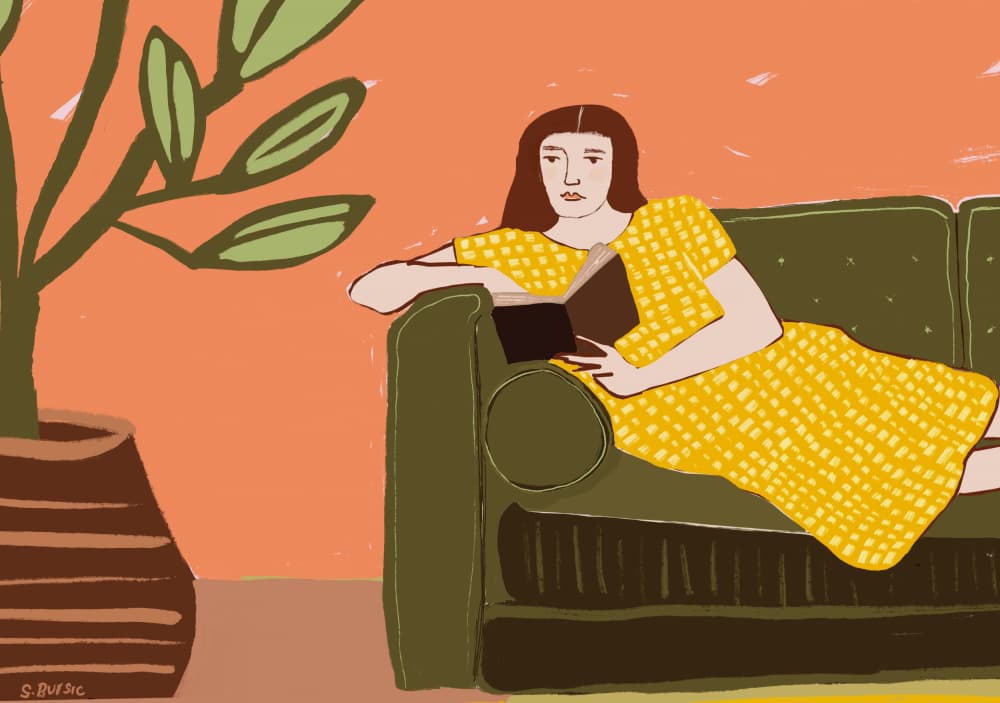 Relaxed Woman Reading by Sharyn Bursic — canvas wall art