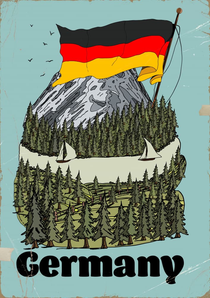 Germany Mountain Lake Flag by Nicholas — canvas wall art