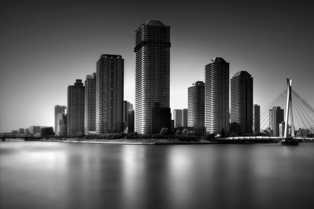 Urban River Reflections by Akira TAKAUE — canvas wall art
