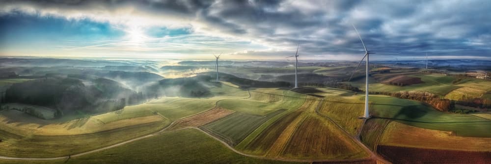 Rolling Hills Wind Turbines by Guy Krier — canvas wall art