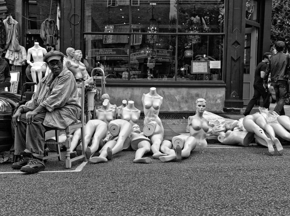 Man and Mannequins by Lorenzo Grifantini — canvas wall art