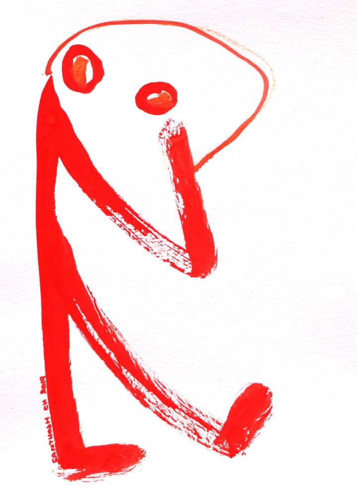 Contemplating Red Figure by Santhosh ch — canvas wall art
