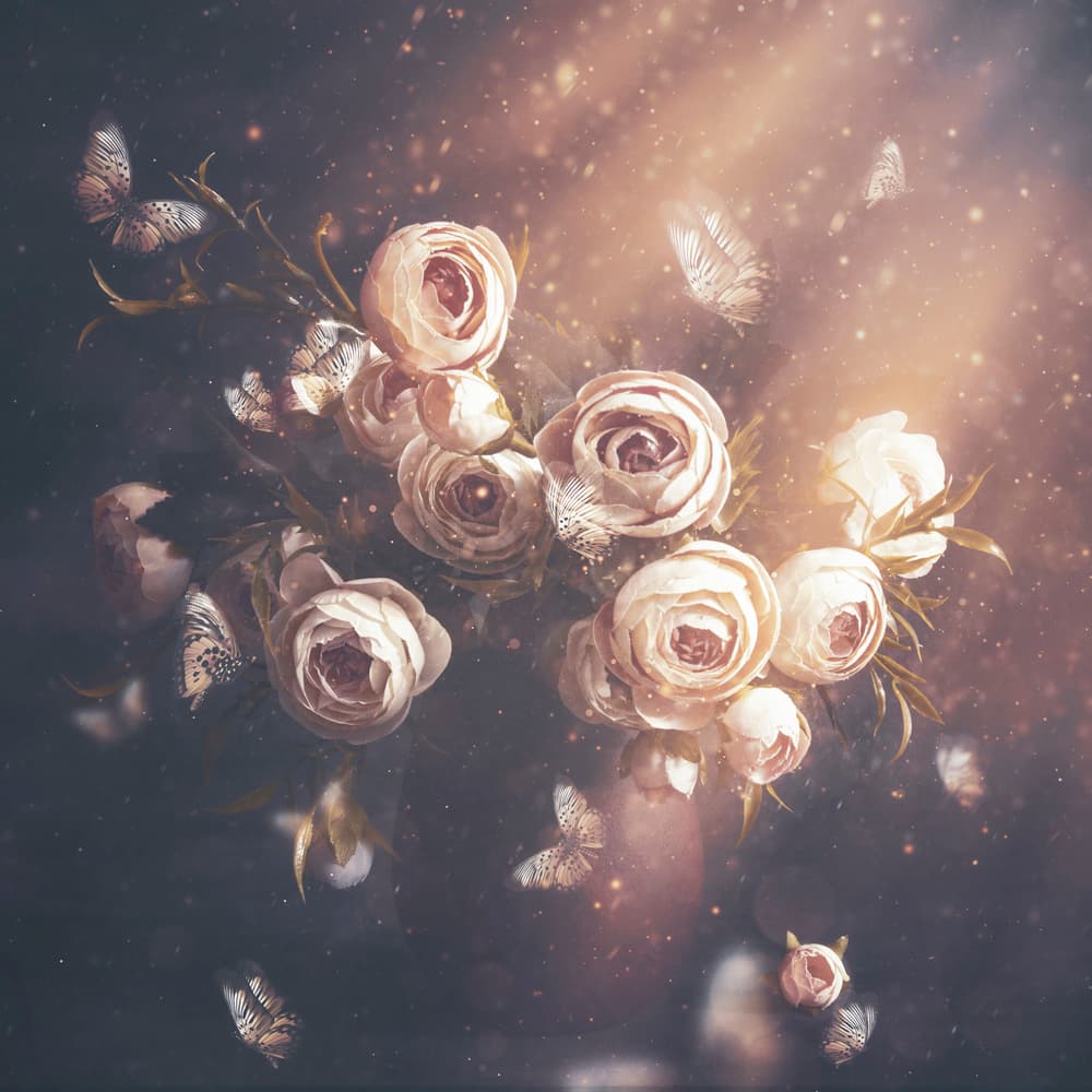 Dreamy Floral Butterflies by Cicek Kiral — canvas wall art