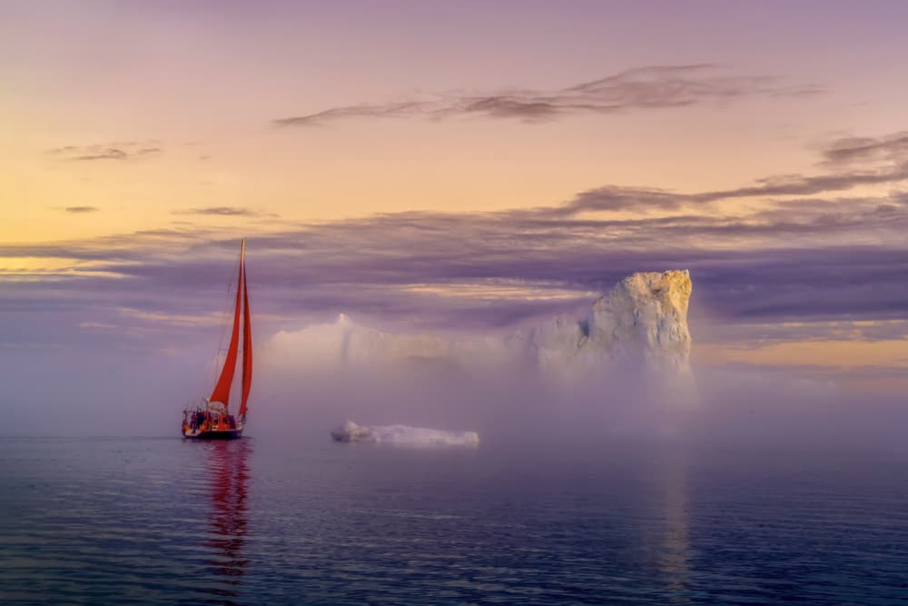 Arctic Sailboat Sunset by Raymond Ren Rong Liu — canvas wall art