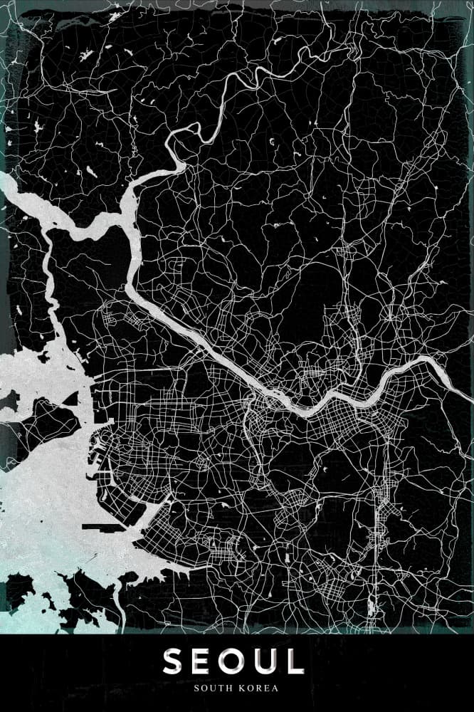 Seoul Night Map by StudioSix — canvas wall art