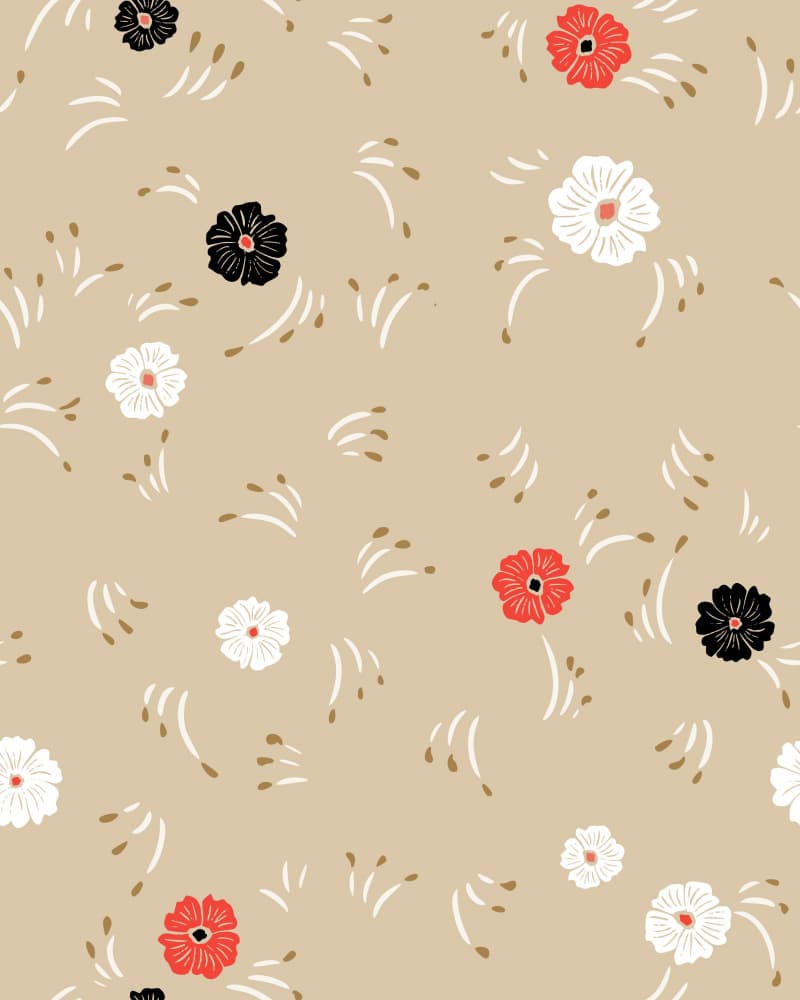 Beige Floral Scattering by Annick — canvas wall art