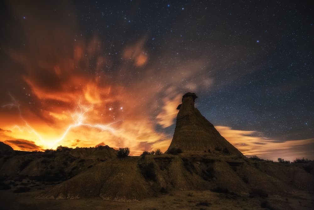 Lightning Desert Night Sky by David Martin Castan — canvas wall art