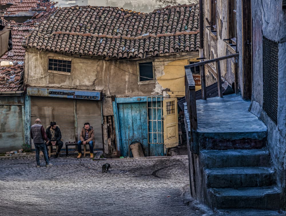 Old Town Street Scene by Ömer Ates Kızıltug — canvas wall art