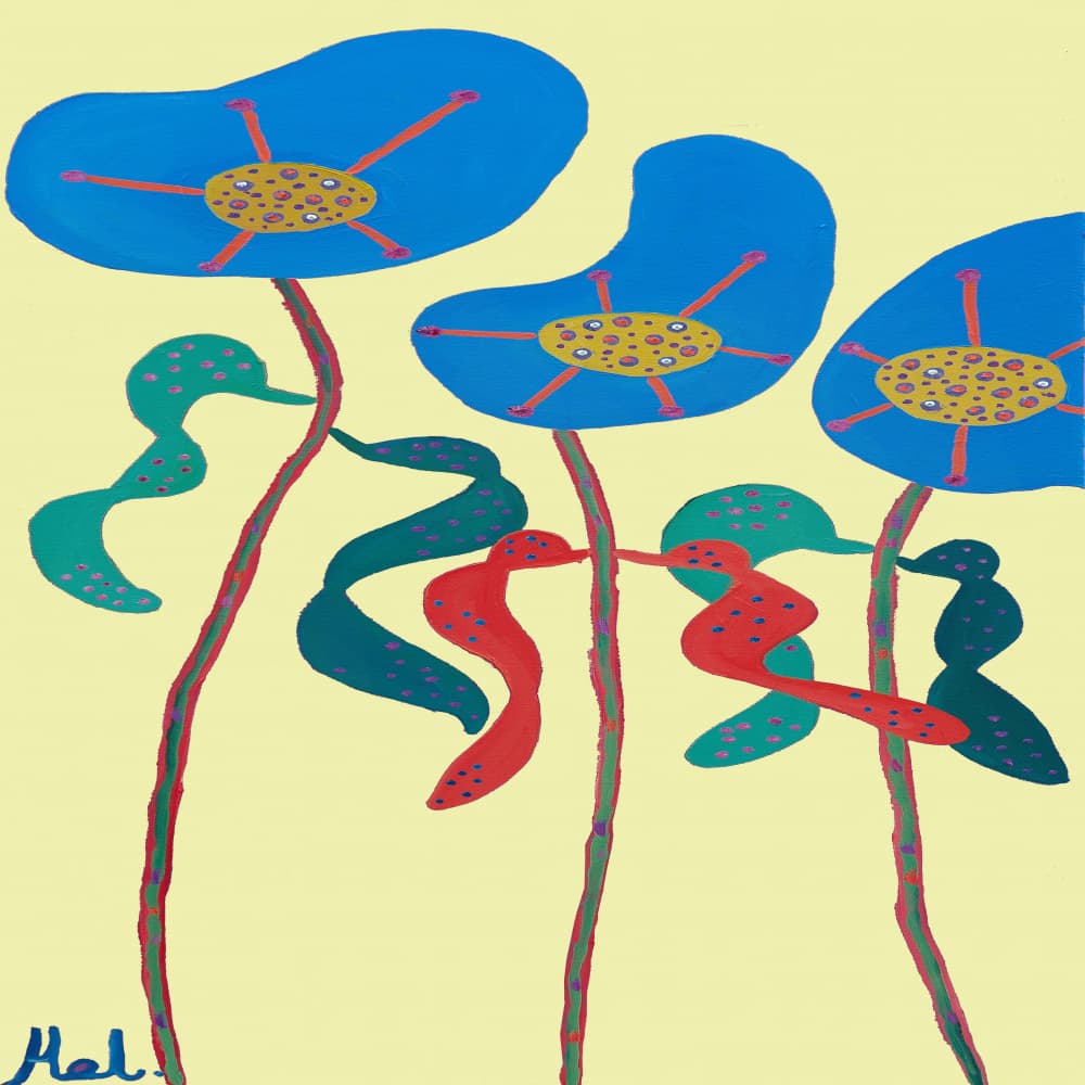 Whimsical Blue Flowers by Helen Joynson — canvas wall art