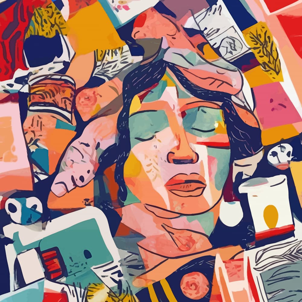 Colorful Serene Portrait by Uma Gokhale — canvas wall art