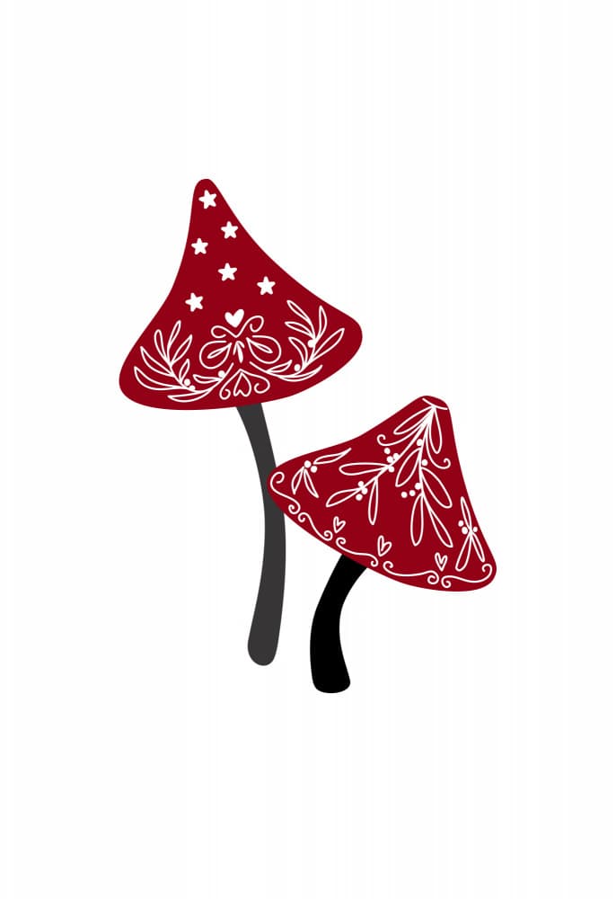 Whimsical Red Mushrooms by Rosana Laiz Blursbyai — canvas wall art