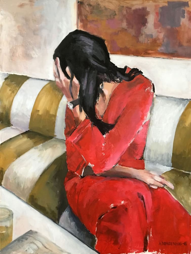 Emotional Woman in Red by Borgenhag Holmqvist — canvas wall art