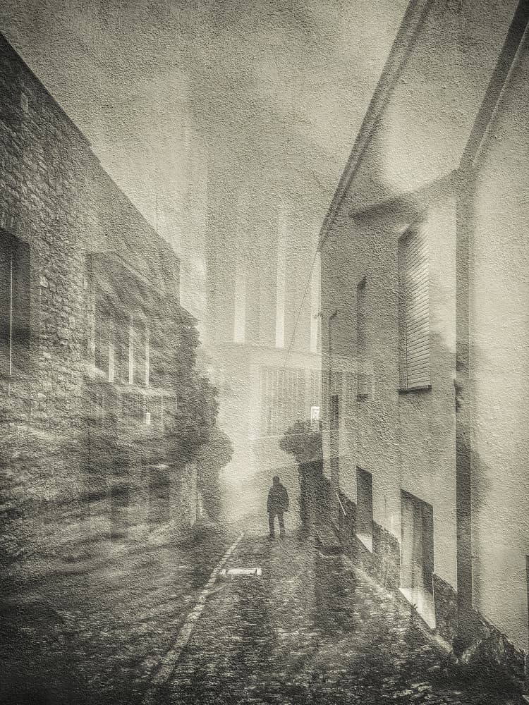 Haunting Sepia Alley by Cindy Liu — canvas wall art