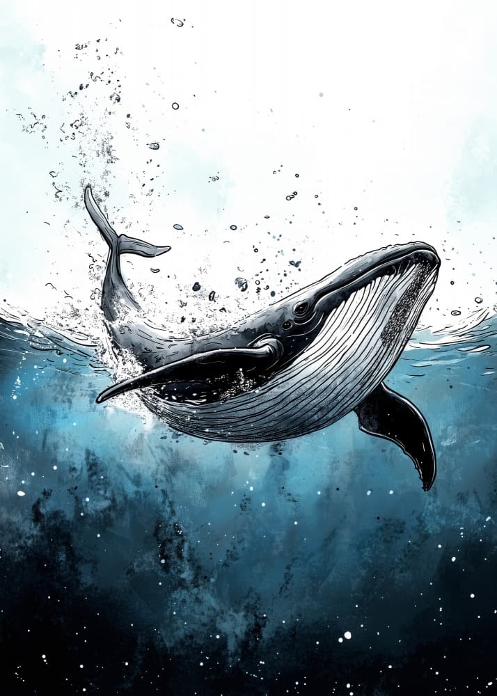 Majestic Whale Emerges by Justyna Jaszke — canvas wall art