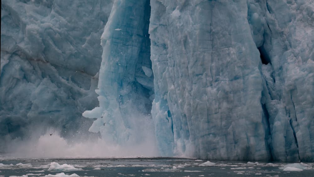Powerful Glacier Calving by Chuanxu Ren — canvas wall art