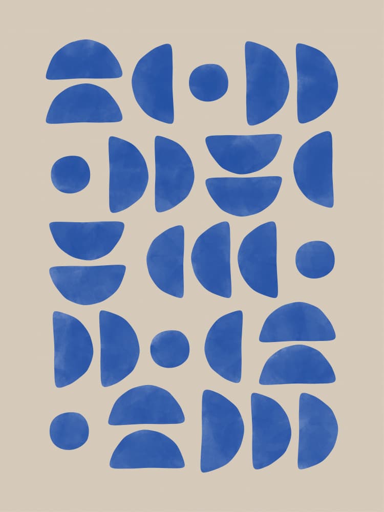 Abstract Blue Geometric Shapes by Elena Ristova — canvas wall art