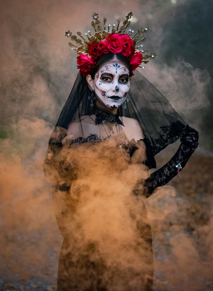 Calavera Smoke Portrait by Tamami yoshida — canvas wall art